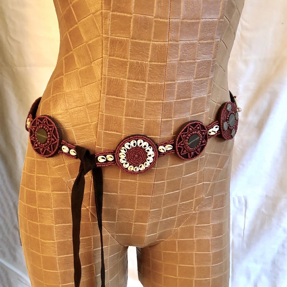 Belt Made of Beads, Shells, suede & Abalone